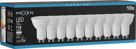 Mexen Nova 10x LED žiarovka GU10, 1,5W, Neutrálna - 4000K, 158 lm - L107-GU10-0140-01x10