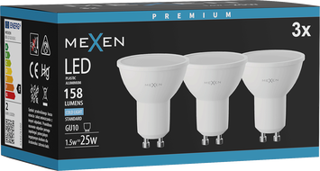 Mexen Nova 3x LED žiarovka GU10, 1,5W, Studená - 6500K, 158 lm - L107-GU10-0165-01x03