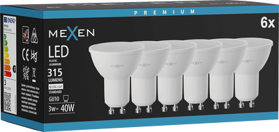 Mexen Nova 6x LED Žiarovka GU10, 3W, Neutrálna - 4000K, 315 lm - L107-GU10-0340-01x06