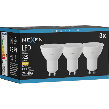 Mexen Nova 3x LED žiarovka GU10, 5W, Teplá - 3000K, 525 lm - L107-GU10-0530-01x03