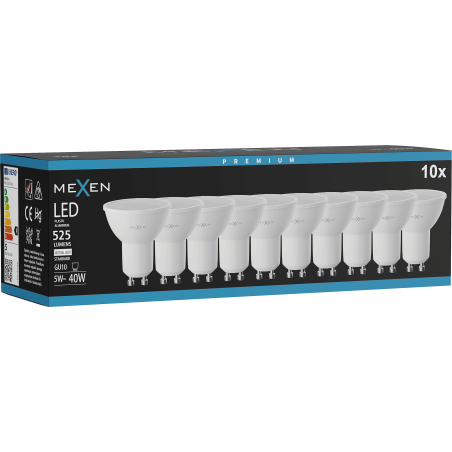 Mexen Nova 10x LED žiarovka GU10, 5W, Neutrálna - 4000K, 525 lm - L107-GU10-0540-01x10
