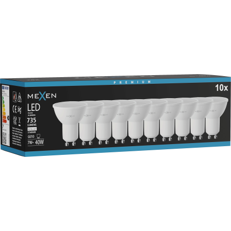 Mexen Nova 10x LED žiarovka GU10, 7W, Neutrálna - 4000K, 735 lm - L107-GU10-0740-01x10