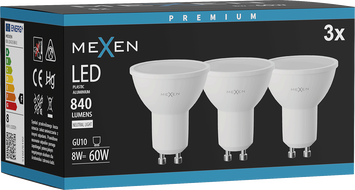 Mexen Nova 3x LED žiarovka GU10, 8W, Neutrálna - 4000K, 840 lm - L108-GU10-0840-01x03