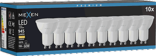 Mexen Nova 10x Žiarovka LED GU10, 9W, Teplá - 3000K, 945 lm - L108-GU10-0930-01x10