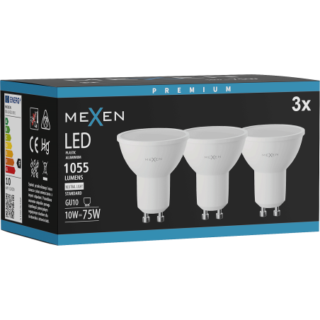 Mexen Nova 3x LED žiarovka GU10, 10W, Neutrálna - 4000K, 1055 lm - L108-GU10-1040-01x03