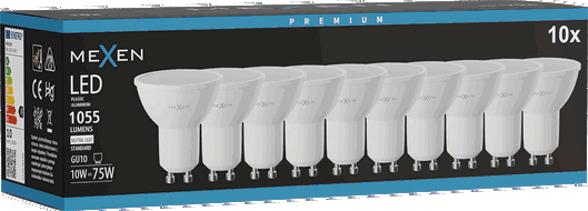 Mexen Nova 10x LED žiarovka GU10, 10W, Neutrálna - 4000K, 1055 lm - L108-GU10-1040-01x10