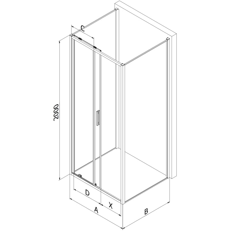 Mexen Exo-S 3S sprchová kabína 3-stenová posuvná 105 x 100 cm, transparentná, čierna - 8151-105-100-70-00-3S