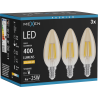 Mexen Vintis 3x Žiarovka filament LED E14, C35, 4W, Teplá - 2200K, 400 lm, jantárová - L154-E14-0422-50x03