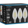 Mexen Vintis 3x Žiarovka filament LED E14, C35, 6W, Neutrálna - 4000K, 720 lm, číra - L154-E14-0640-00x03