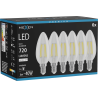 Mexen Vintis 6x LED žiarovka s vláknom E14, C35, 6W, Neutrálna - 4000K, 720 lm, číra - L154-E14-0640-00x06