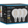Mexen Vintis 3x LED vlákno žiarovka E14, G45, 2W, Teplá - 2700K, 240 lm, priehľadná - L156-E14-0227-00x03