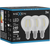 Mexen Vintis 3x LED filamentová žiarovka E14, G45, 2W, Neutrálna - 4000K, 240 lm, číra - L156-E14-0240-00x03