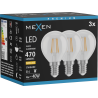 Mexen Vintis 3x LED vlákno žiarovka E14, G45, 4W, Teplá - 2700K, 470 lm, číra - L156-E14-0427-00x03