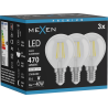 Mexen Vintis 3x Žiarovka filament LED E14, G45, 4W, Neutrálna - 4000K, 470 lm, číra - L156-E14-0427-00x03
