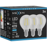 Mexen Vintis 3x LED žiarovka filament E14, G45, 4W, Studená - 6500K, 470 lm, číra - L156-E14-0465-00x03