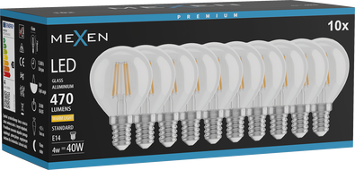 Mexen Vintis 10x Žiarovka filament LED E14, G45, 6W, Teplá - 2700K, 720 lm, číra - L156-E14-0627-00x10