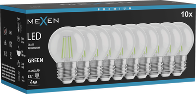 Mexen Vintis 10x žiarovka filament LED E27, G45, 4W, 55 lm, zelená - L156-E27-04XX-46x10