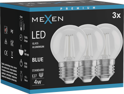 Mexen Vintis 3x Žiarovka filament LED E27, G45, 4W, 55 lm, modrá - L156-E27-04XX-47x03