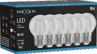 Mexen Vintis 6x žiarovka filament LED E27, G45, 4W, 55 lm, modrá - L156-E27-04XX-47x06