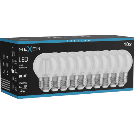 Mexen Vintis 10x Žiarovka filament LED E27, G45, 4W, 55 lm, modrá - L156-E27-04XX-47x10