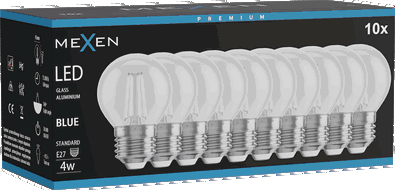 Mexen Vintis 10x Žiarovka filament LED E27, G45, 4W, 55 lm, modrá - L156-E27-04XX-47x10