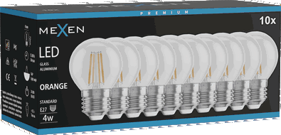 Mexen Vintis 10x žiarovka filament LED E27, G45, 4W, 55 lm, oranžová - L156-E27-04XX-48x10
