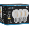 Mexen Vintis 3x Žiarovka filament LED E27, G45, 2W, Teplá - 2700K, 240 lm, číra - L156-E27-0227-00x03