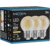 Mexen Vintis 3x Žiarovka filament LED E27, G45, 4W, Teplá - 2200K, 400 lm, amber - L156-E27-0422-50x03