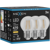 Mexen Vintis 3x LED žiarovka filament E27, G45, 4W, Teplá - 2700K, 470 lm, číra - L156-E27-0427-00x03