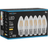 Mexen Vintis 6x LED žiarovka filament E27, C35, 6W, Teplá - 2700K, 720 lm, číra - L154-E27-0627-00x06