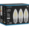 Mexen Vintis 3x LED filament žiarovka E27, C35, 6W, Neutrálna - 4000K, 720 lm, číra - L154-E27-0640-00x03