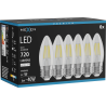 Mexen Vintis 6x LED vlákno žiarovka E27, C35, 6W, Neutrálna - 4000K, 720 lm, číra - L154-E27-0640-00x06