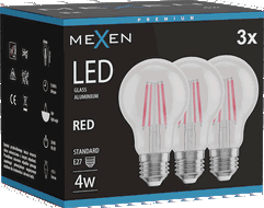 Mexen Vintis 3x LED žiarovka filament E27, A60, 4W, 55 lm, červená - L150-E27-04XX-45x03