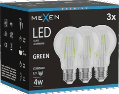 Mexen Vintis 3x žiarovka filament LED E27, A60, 4W, 55 lm, zelená - L150-E27-04XX-46x03
