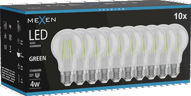 Mexen Vintis 10x žiarovka filament LED E27, A60, 4W, 55 lm, zelená - L150-E27-04XX-46x10