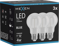 Mexen Vintis 3x Vlákno LED žiarovka E27, A60, 4W, 55 lm, modrá - L150-E27-04XX-47x03