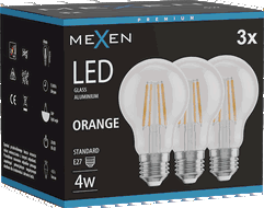 Mexen Vintis 3x LED filamentná žiarovka E27, A60, 4W, 55 lm, oranžová - L150-E27-04XX-48x03