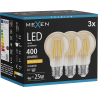 Mexen Vintis 3x LED filament žiarovka E27, A60, 4W, Teplá - 2200K, 400 lm, jantárová - L150-E27-0422-50x03
