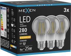 Mexen Vintis 3x LED žiarovka filament E27, A60, 4W, Teplá - 2200K, 280 lm, smoke - L150-E27-0422-70x03