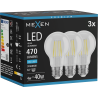 Mexen Vintis 3x Žiarovka filament LED E27, A60, 4W, Studená - 6500K, 470 lm, číra - L150-E27-0465-00x03