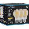 Mexen Vintis 3x Žiarovka filament LED E27, A60, 6W, Teplá - 2200K, 600 lm, amber - L150-E27-0622-50x03
