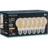 Mexen Vintis 6x žiarovka filament LED E27, A60, 6W, Teplá - 2200K, 600 lm, jantárová - L150-E27-0622-50x06
