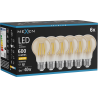 Mexen Vintis 6x Vlákno žiarovka LED E27, A60, 6W, Teplá - 2700K, 600 lm, jantárová - L150-E27-0627-50x06