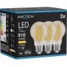 Mexen Vintis 3x Žiarovka filament LED E27, A60, 10W, Teplá - 2700K, 910 lm, jantárová - L150-E27-1027-50x03