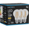 Mexen Vintis 3x LED žiarovka vlákno E27, A60, 12W, Teplá - 2700K, 1585 lm, číra - L150-E27-1227-00x03