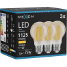 Mexen Vintis 3x LED žiarovka filament E27, A60, 12W, Teplá - 2700K, 1125 lm, jantárová - L150-E27-1227-50x03