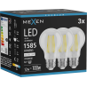 Mexen Vintis 3x LED žiarovka filament E27, A60, 12W, Neutrálna - 4000K, 1585 lm, priehľadná - L150-E27-1240-00x03