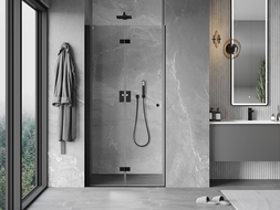 Mexen Mist-F skladacie sprchové dvere ľavé 90 cm, transparentné, čierne - 8A6-090-000-70-00-L