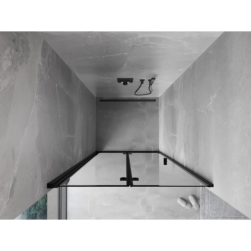 Mexen Mist-F skladacie sprchové dvere ľavé 70 cm, čierny rám, čierne - 8A6-070-000-70-70-L
