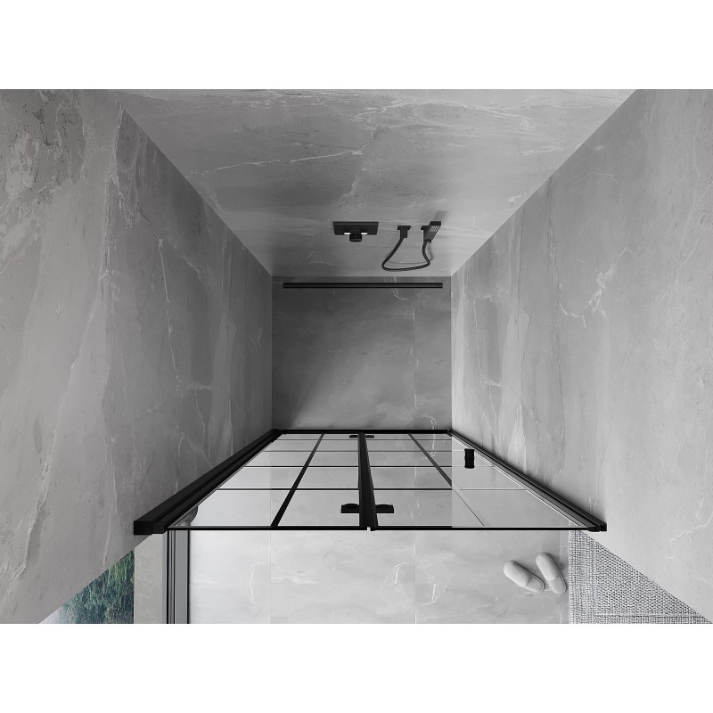 Mexen Mist-F skladacie sprchové dvere ľavé 90 cm, čierna mriežka, čierne - 8A6-090-000-70-77-L